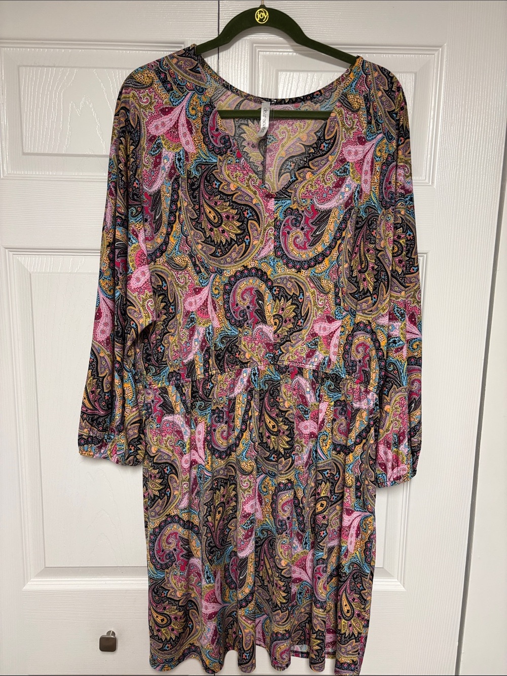 Dear Scarlett Paisley Long Sleeve Tunic Dress - Pink Multi